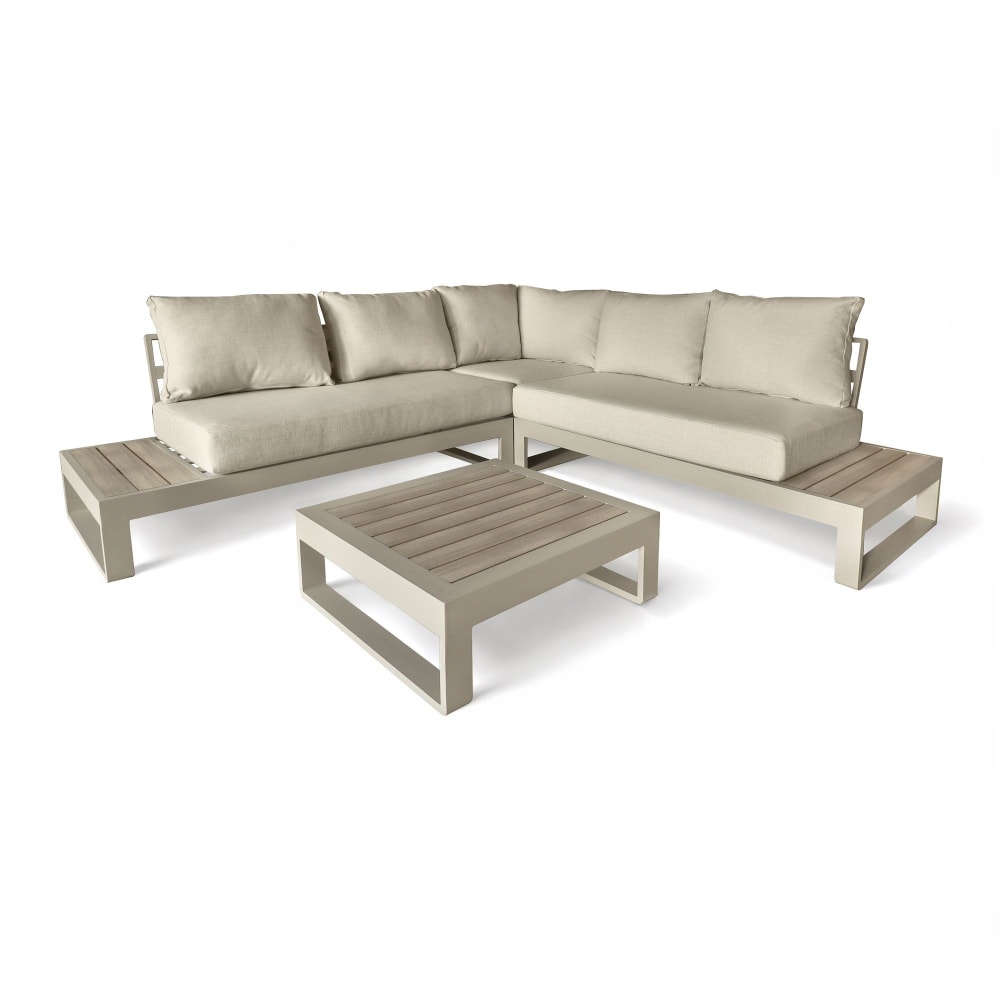 Salon de jardin 6 places en aluminiun et coussin en oléofine beige