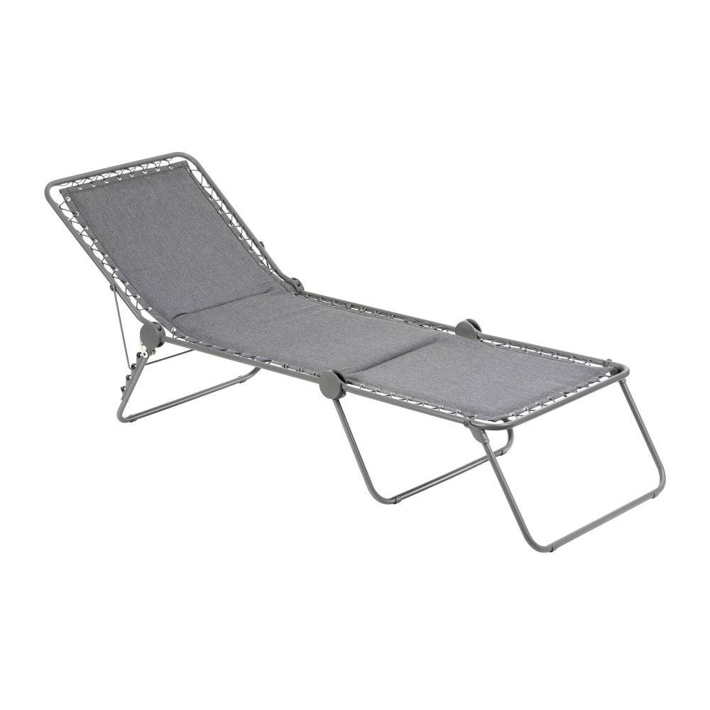 Bain de soleil pliant matelassé en acier gris L192xl71xH90