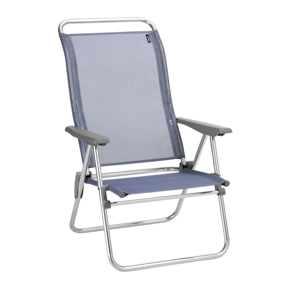 Fauteuil pliant ultra-léger en aluminium bleu l69xl63xh101