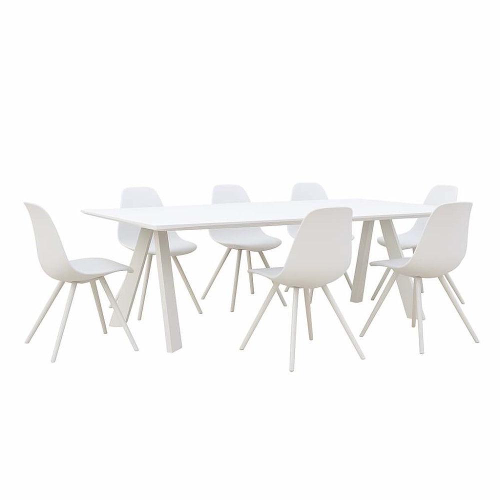 Table de jardin blanche en aluminium avec plateau céramique
