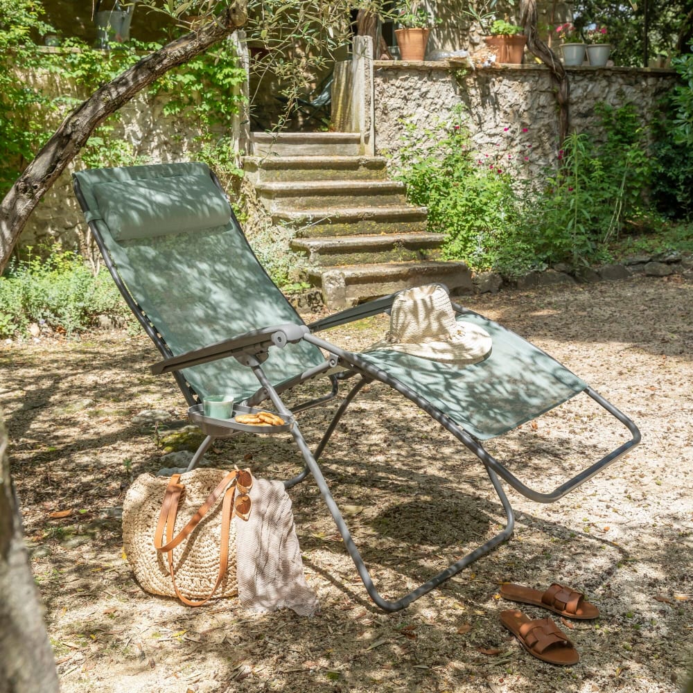 Fauteuil relax zéro gravité en acier vert L96xl72xH123