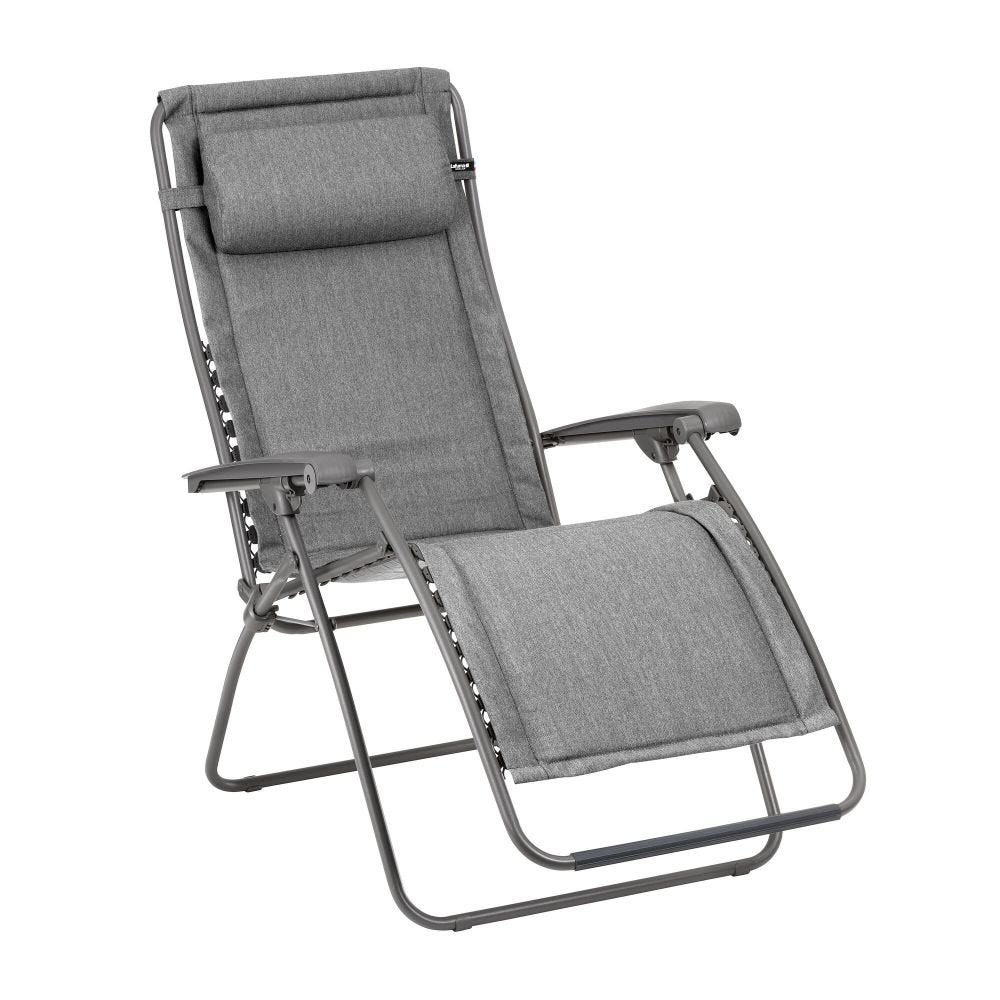 Fauteuil relax matelassé zéro gravité en acier gris L87xl67xH115