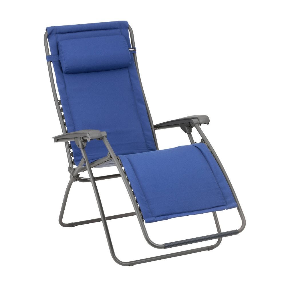 Fauteuil relax matelassé zéro gravité en acier bleu L87xl67xH115