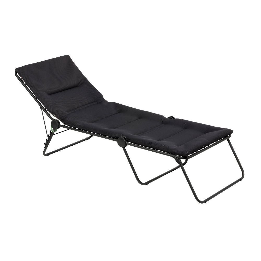 Bain de soleil pliant matelassé en acier noir L192xl71xH90