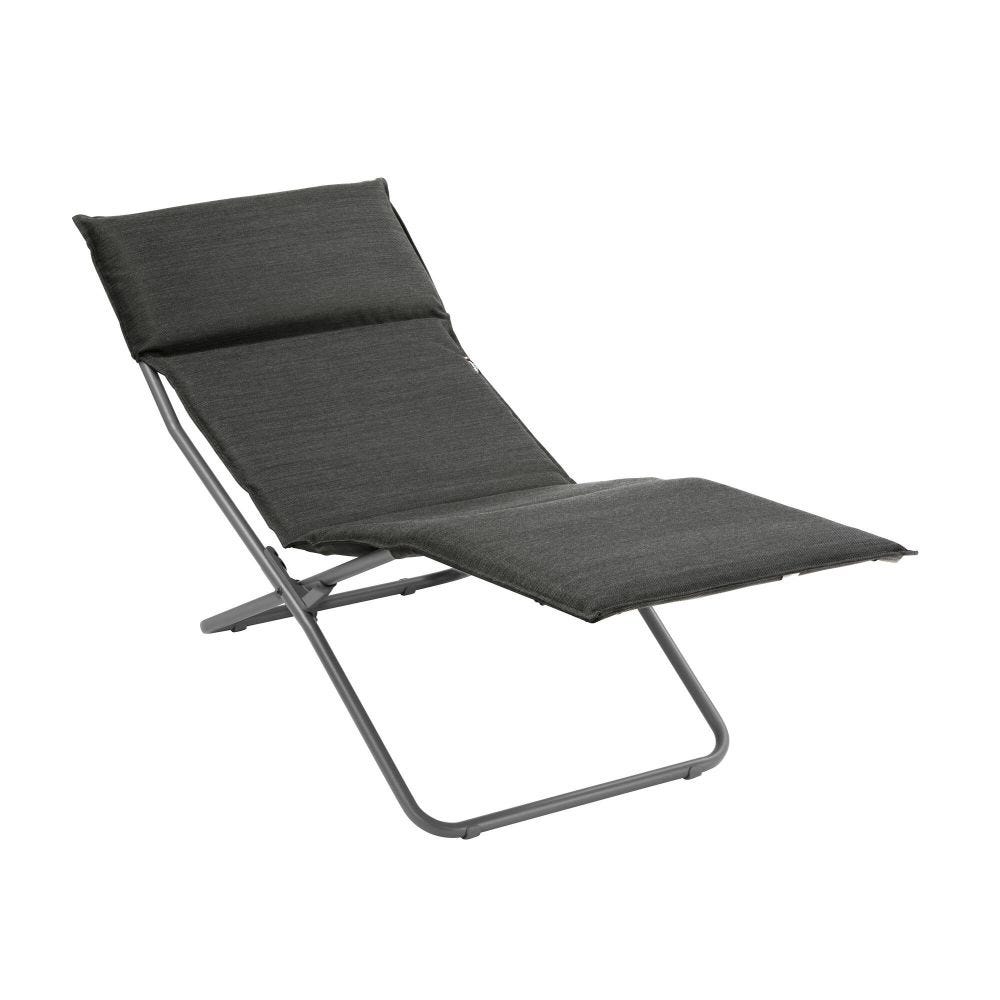 Bain de soleil matelassé pliant en acier gris L164xl63xH68