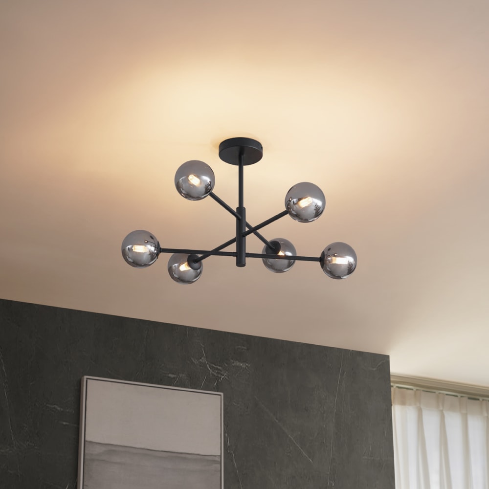 Deckenleuchte Schwarz Rauchglas 6-flammig - Maisons Du Monde