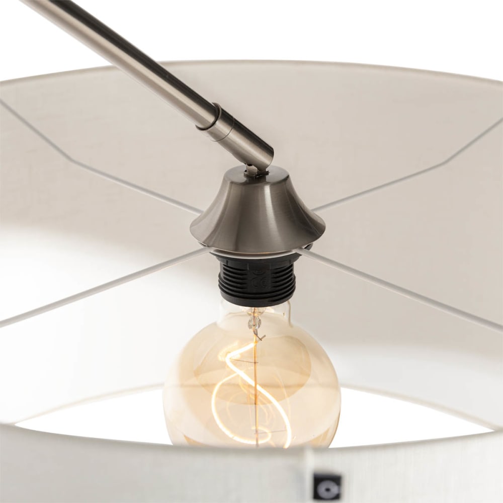 Bogenlampe Stahl Stoffschirm weiß 50 cm - Maisons Du Monde