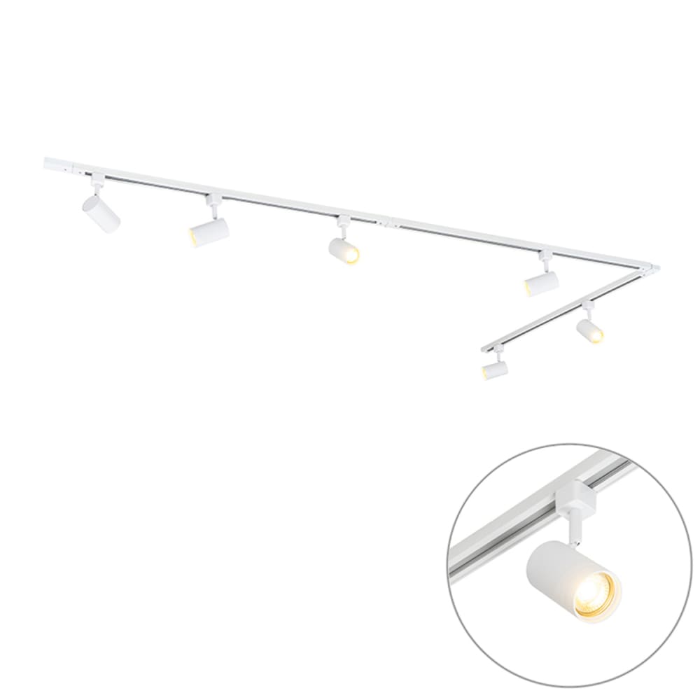 QAZQA Schienensystem mit 6 weißen Strahlern 300 cm style modern - Metall
