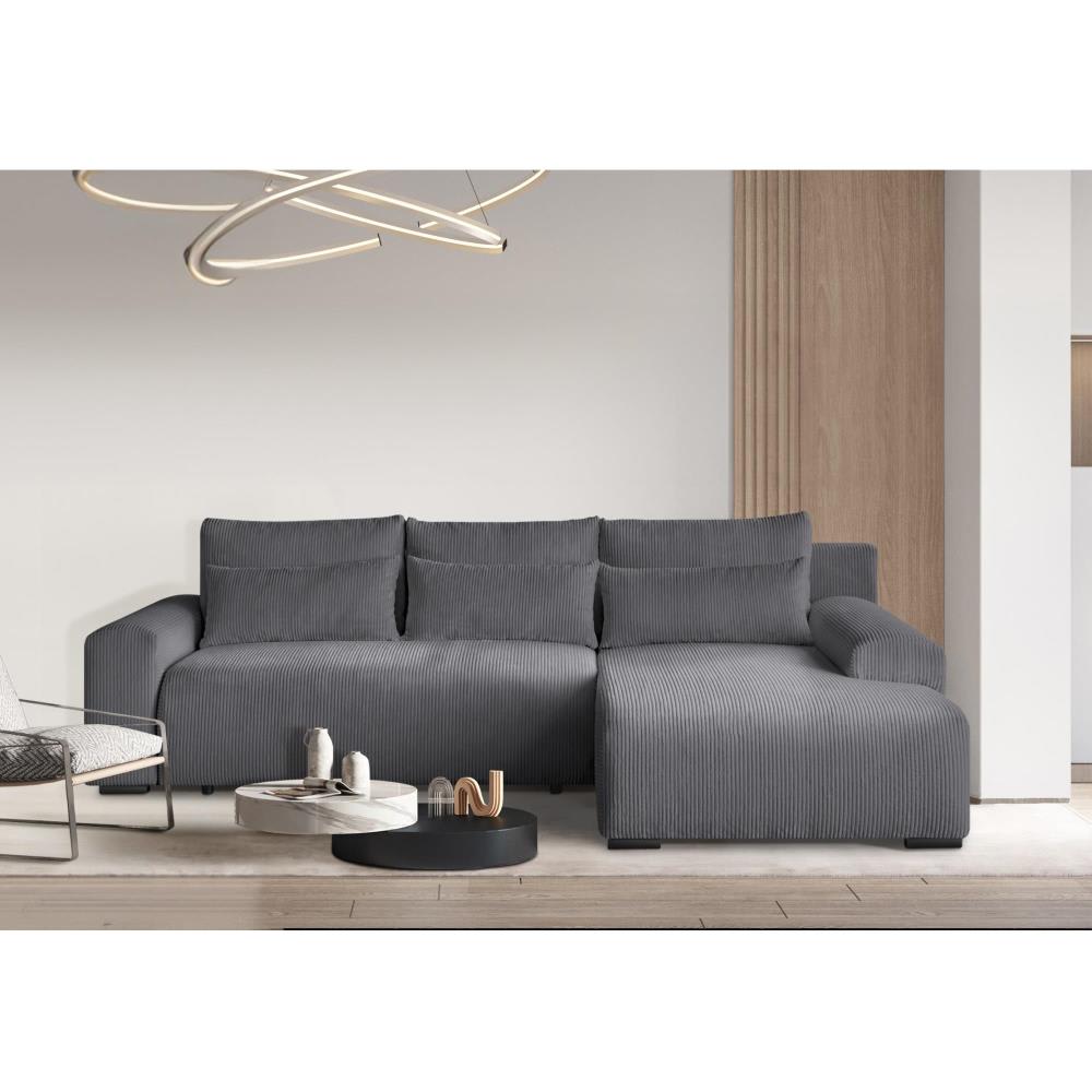 Canapé d'angle convertible gris foncé à droite