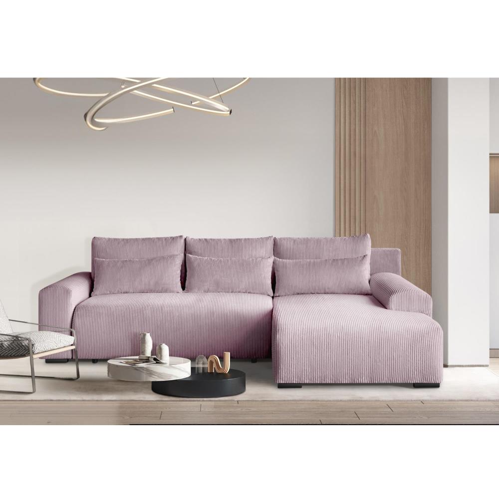 Canapé d'angle convertible Benny rose à droite