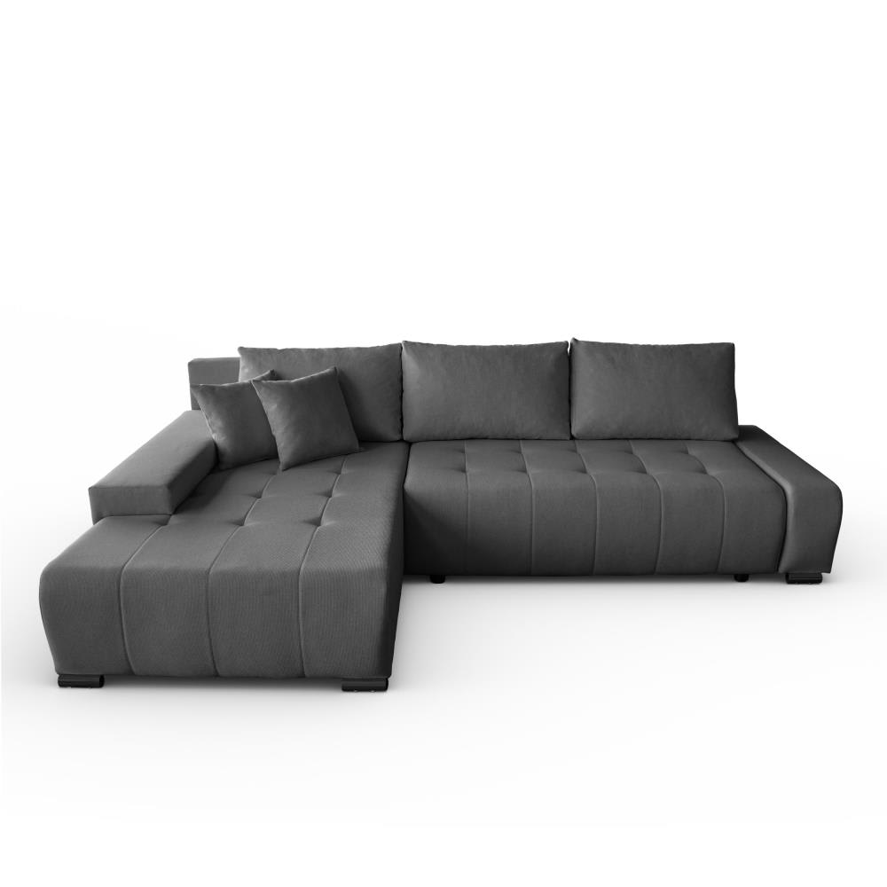 Beauty Sofa GmbH Ecksofa mit Schlaffunktion, Geflecht-Stoff, graphit, links style modern Grau Stoff