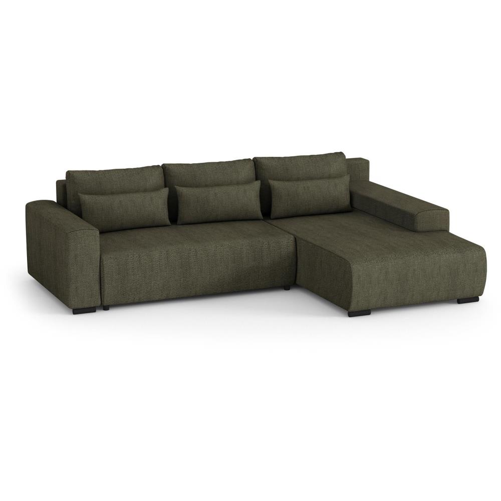 Canapé d'angle convertible Benny vert olive à droite