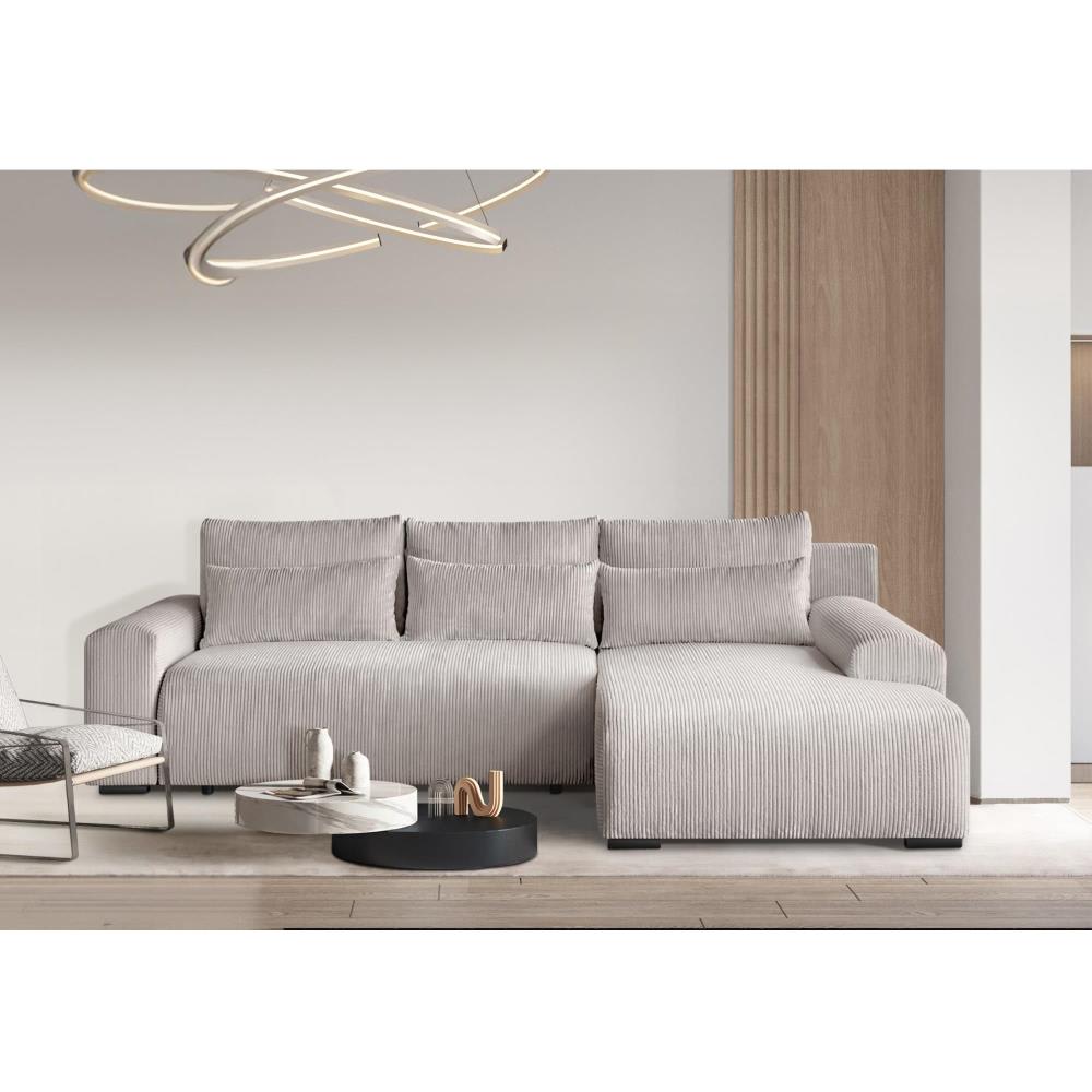 Canapé d'angle convertible cappuccino à droite