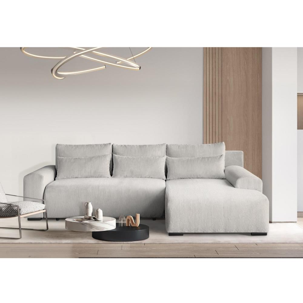 Canapé d'angle convertible beige à droite