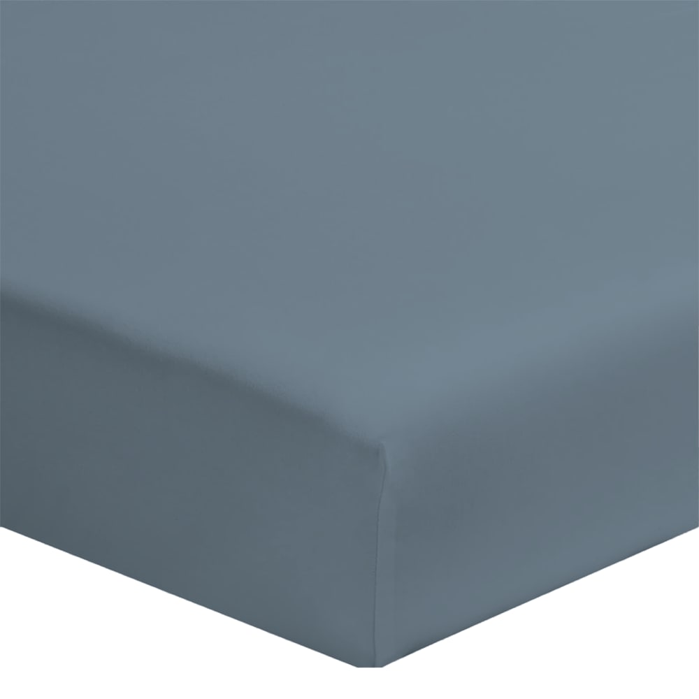 drap housse coton bleu