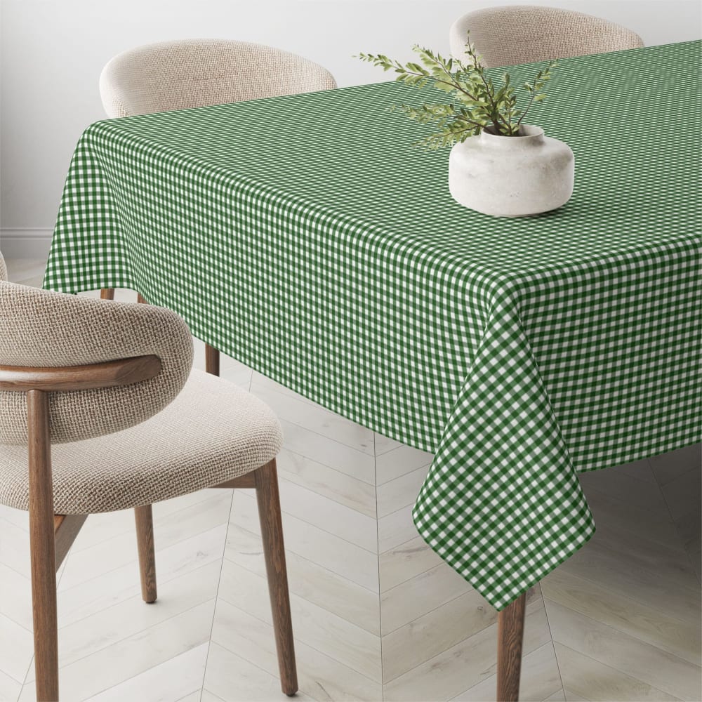 Mantel vichy pequeño verde botella teflonado confeccionado 180x140cm
