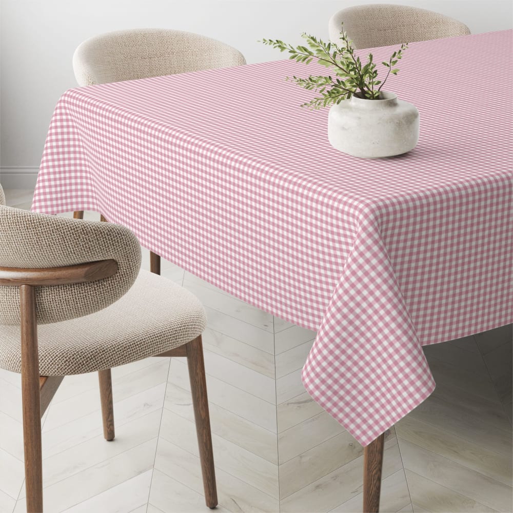 Mantel vichy pequeño rosa teflonado confeccionado 250x140cm