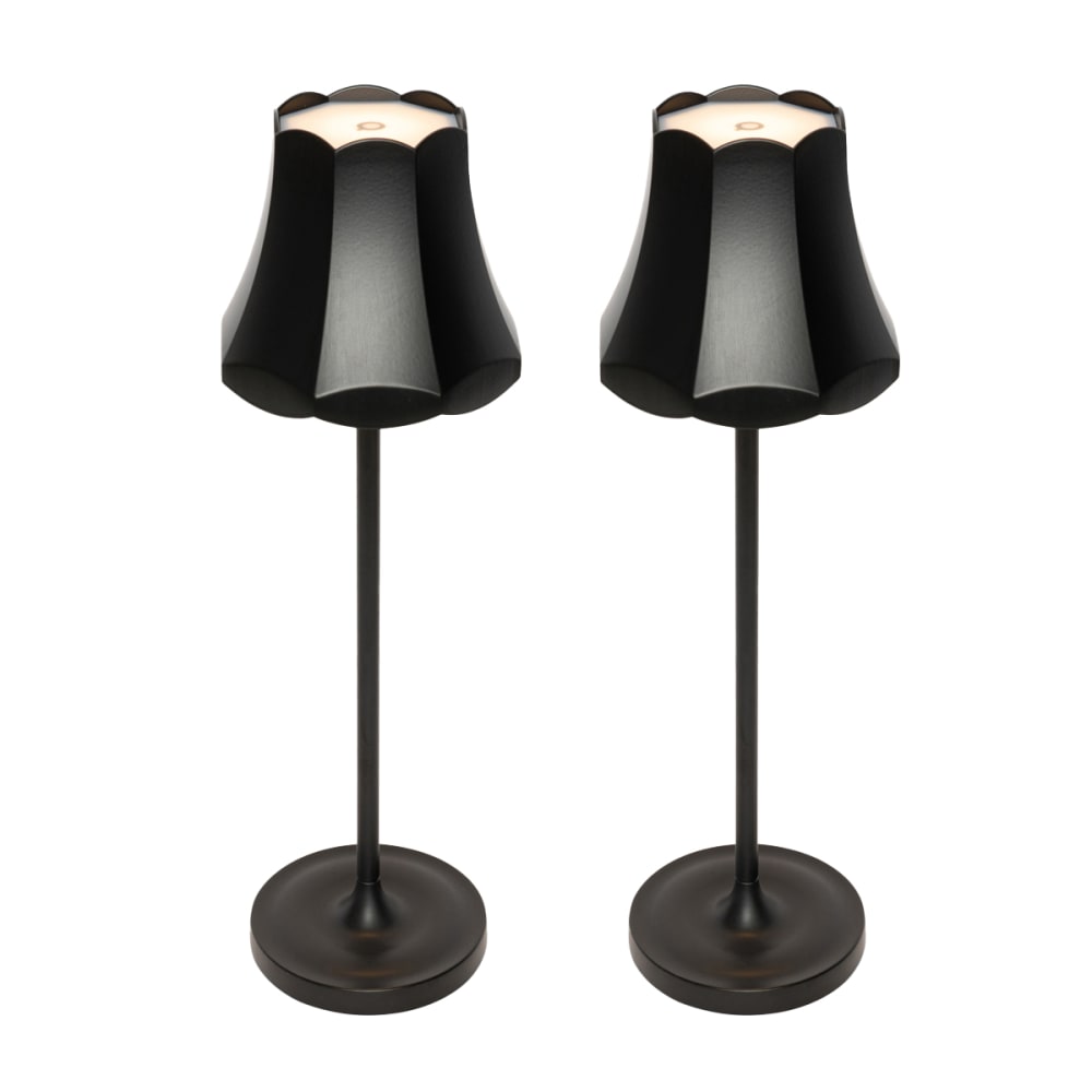 QAZQA 2er Set Retro-Tischleuchten Schwarz IP44 style classic chic Schwarz Aluminium