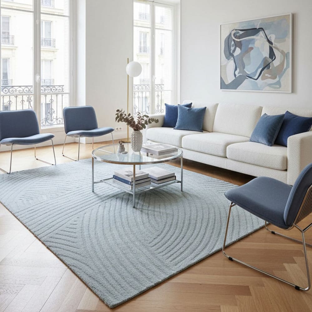 AFK Living Teppich sehr weich mit Relief-Effekt 160 x 230 cm style modern Blau Öko-Tex Zertifikat Pp - Polypropylen