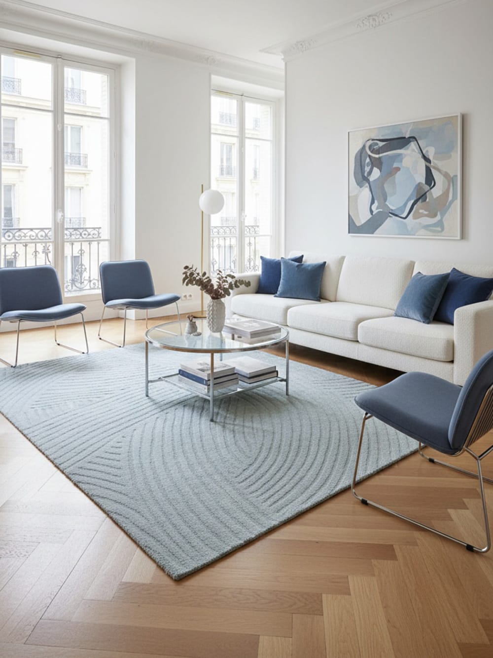 Tapis avec effet relief très doux bleu 200 x 290 cm — vue 3