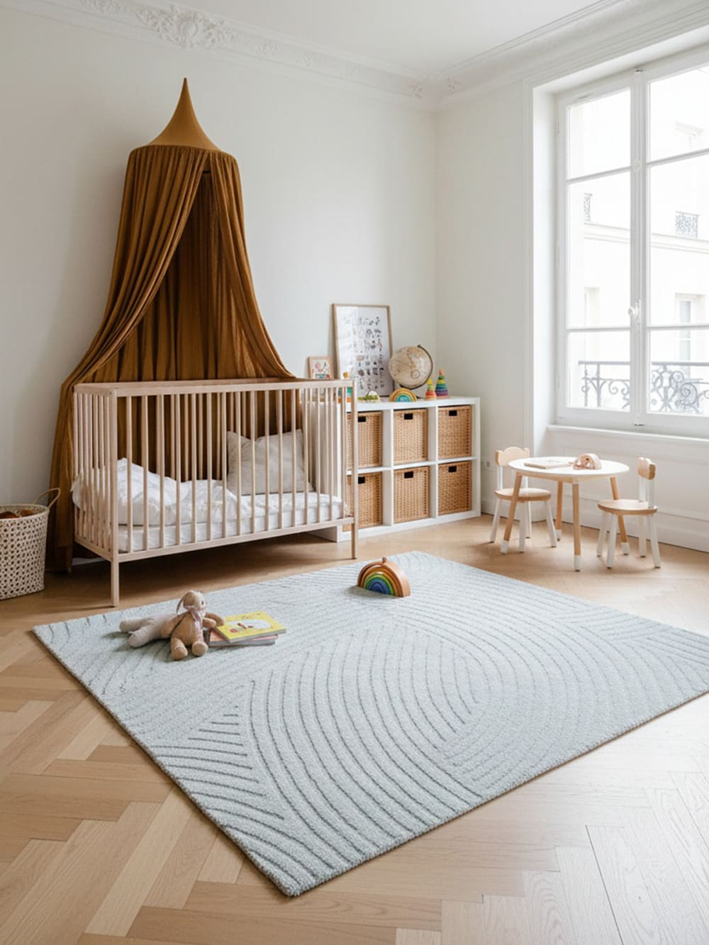 Tapis avec effet relief très doux bleu 200 x 290 cm — vue 4