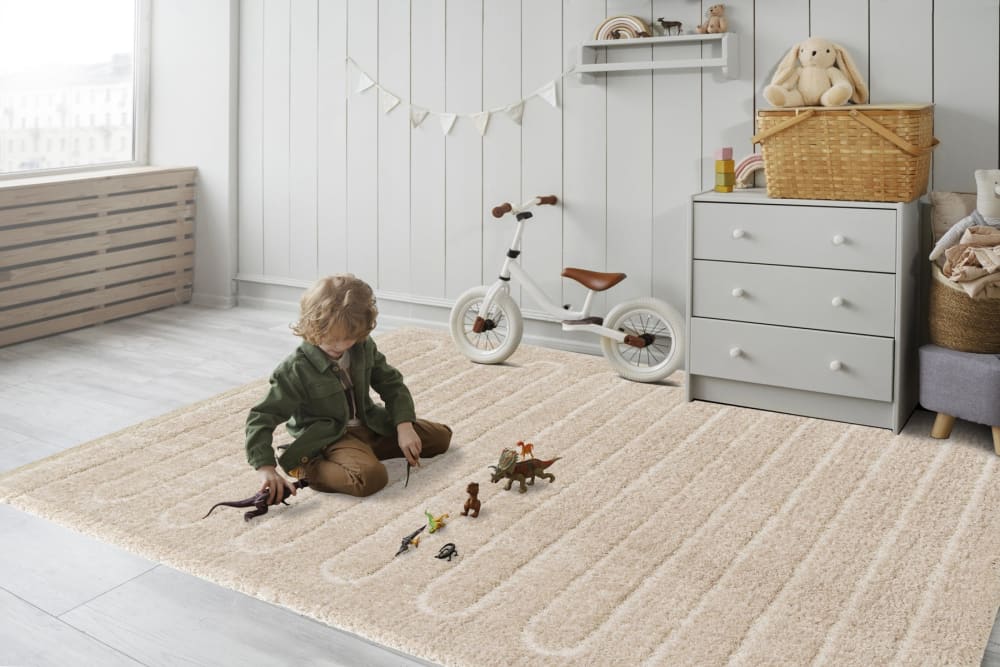 Tapis épais ultra doux beige 120 x 170 cm — vue 4