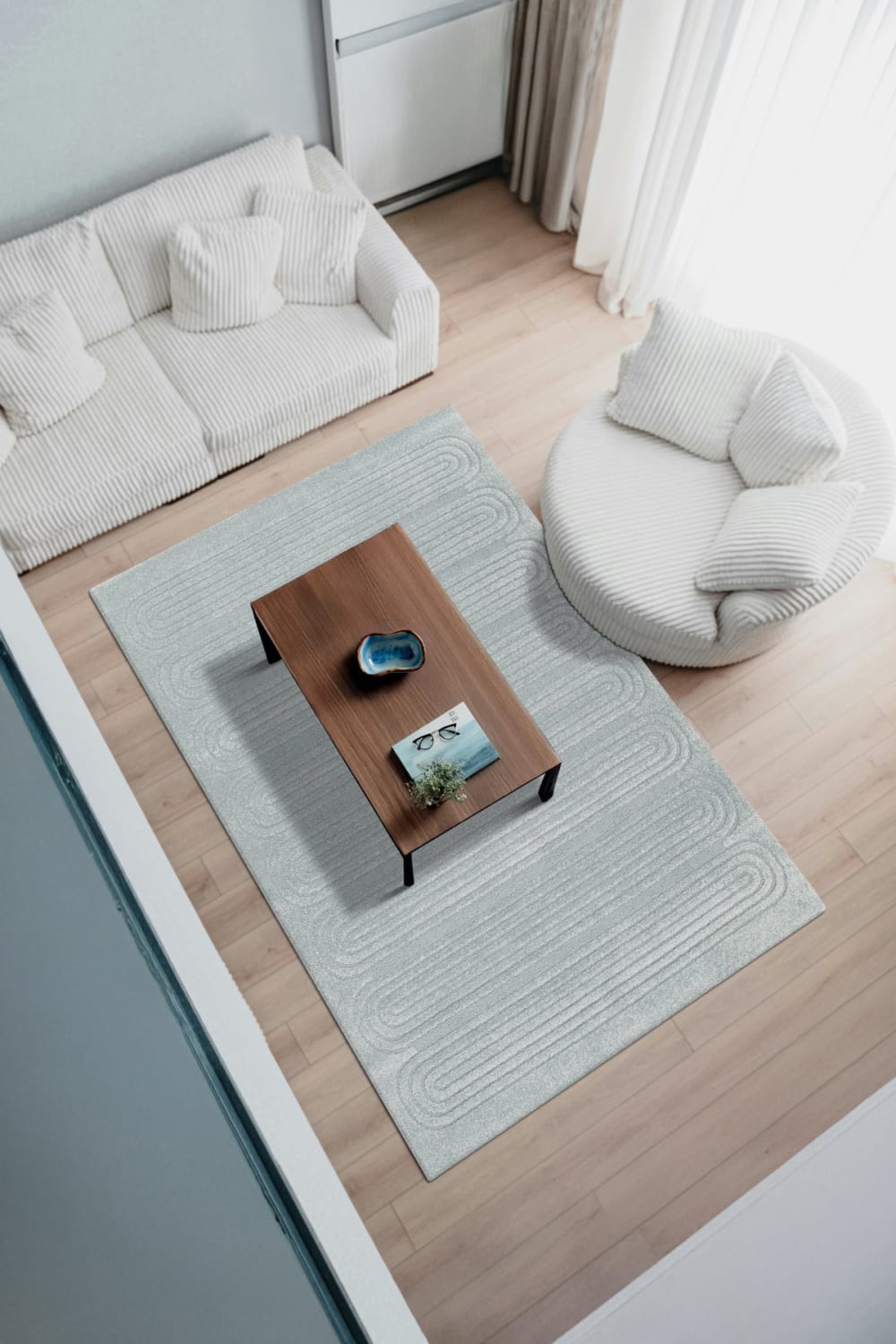 Tapis avec effet relief très doux bleu 120 x 170 cm — vue 3