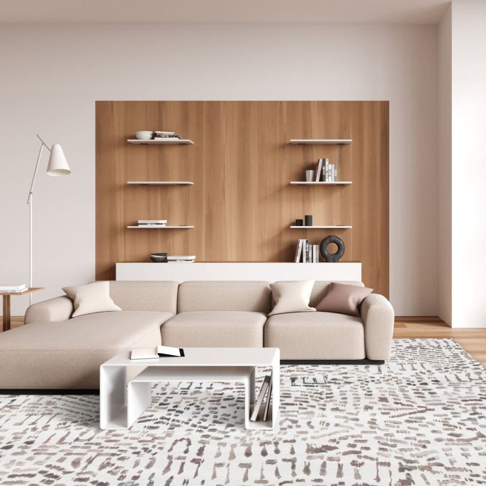 AFK Living Teppich Design englische Naht 160 x 230 cm style modern Grau Pes - Polyester