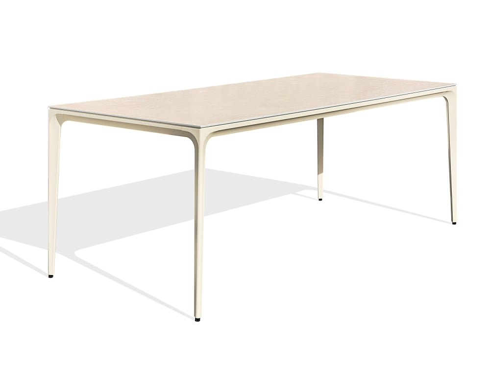 Table de jardin 8 places en céramique sur verre - Grège