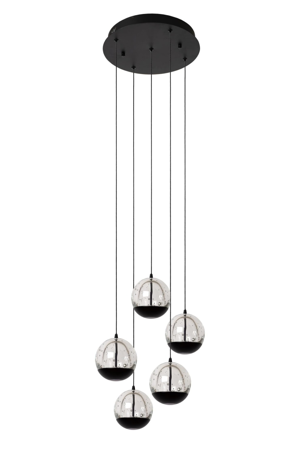Suspension verre 5 lumières noire 35 cm — vue 4