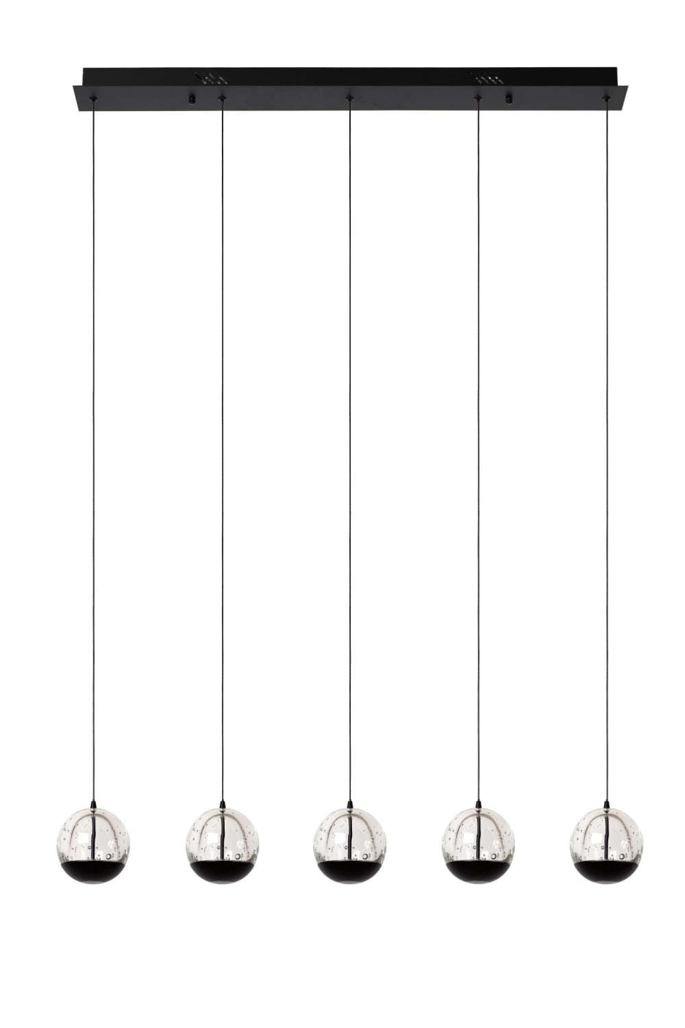 Suspension verre 5 lumières noire 95 cm — vue 4
