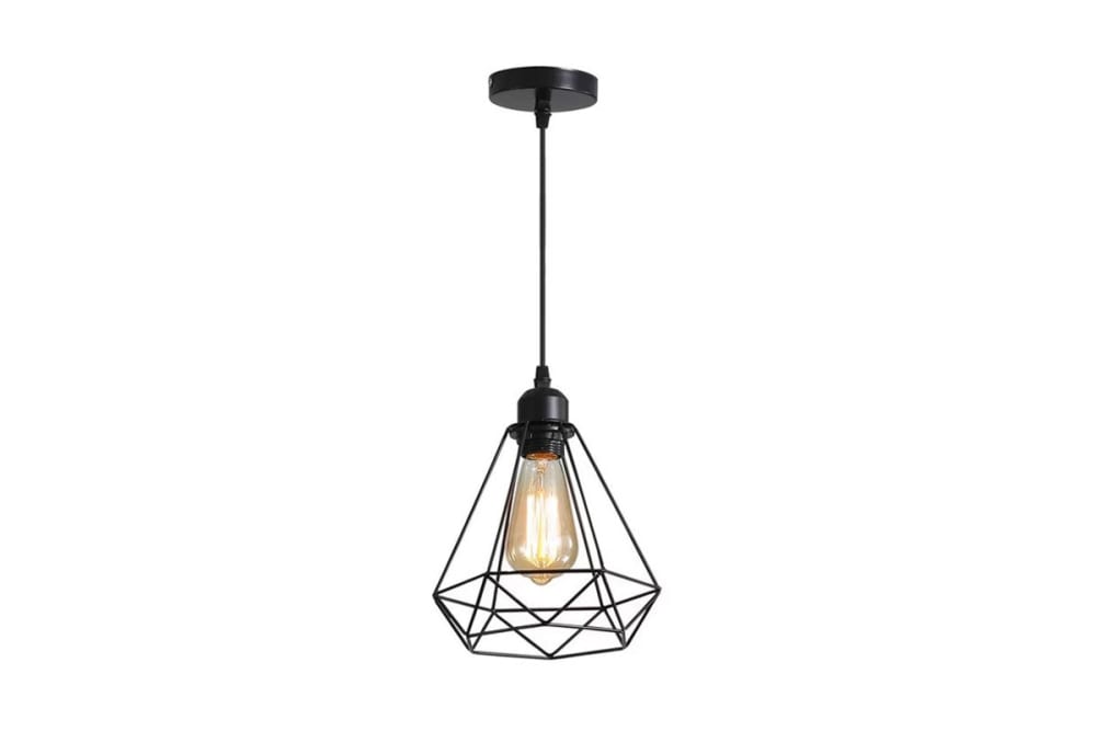 Plafonnier suspension luminaire métal noir 20,5x25 cm