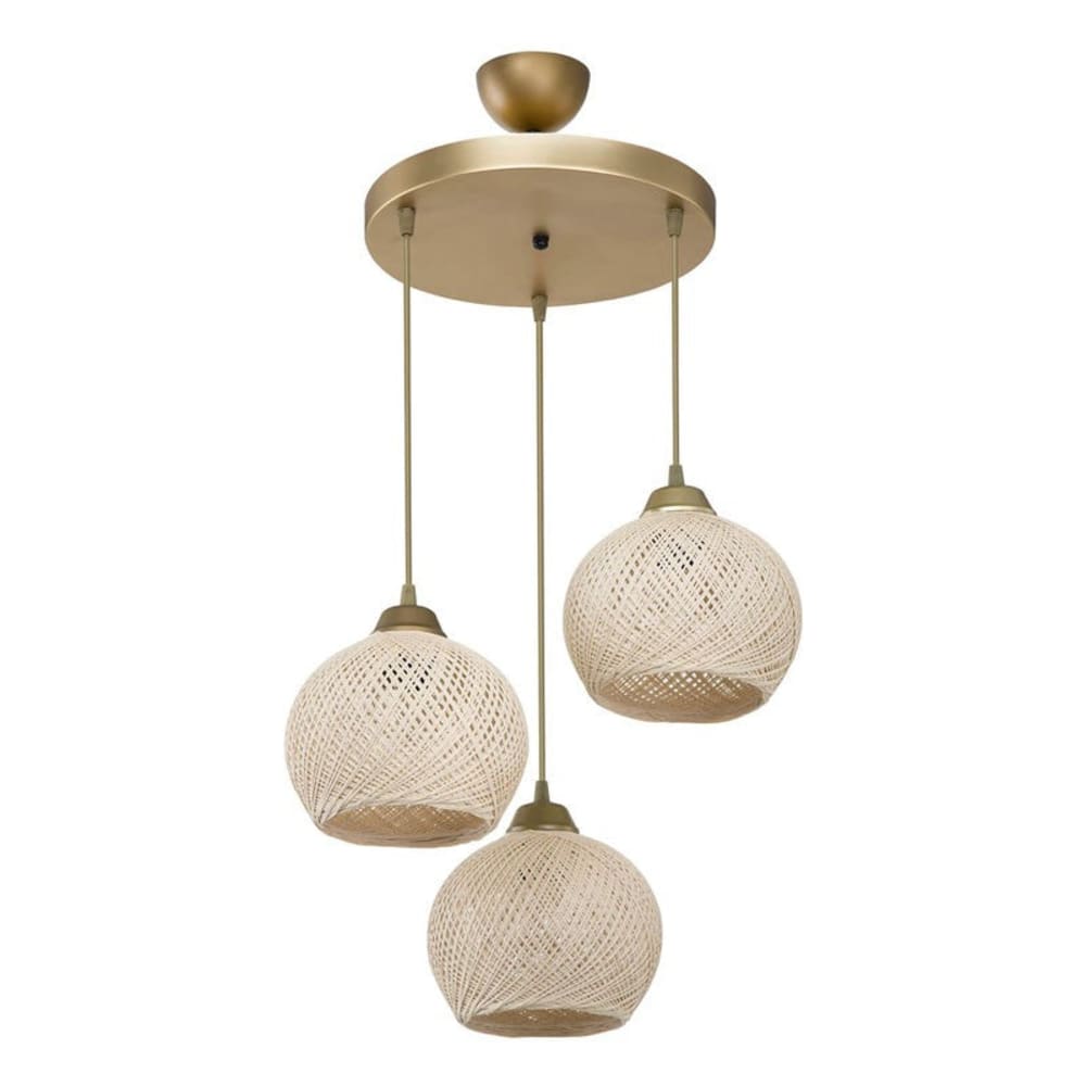 Plafonnier suspension luminaire crème-or D40x75cm