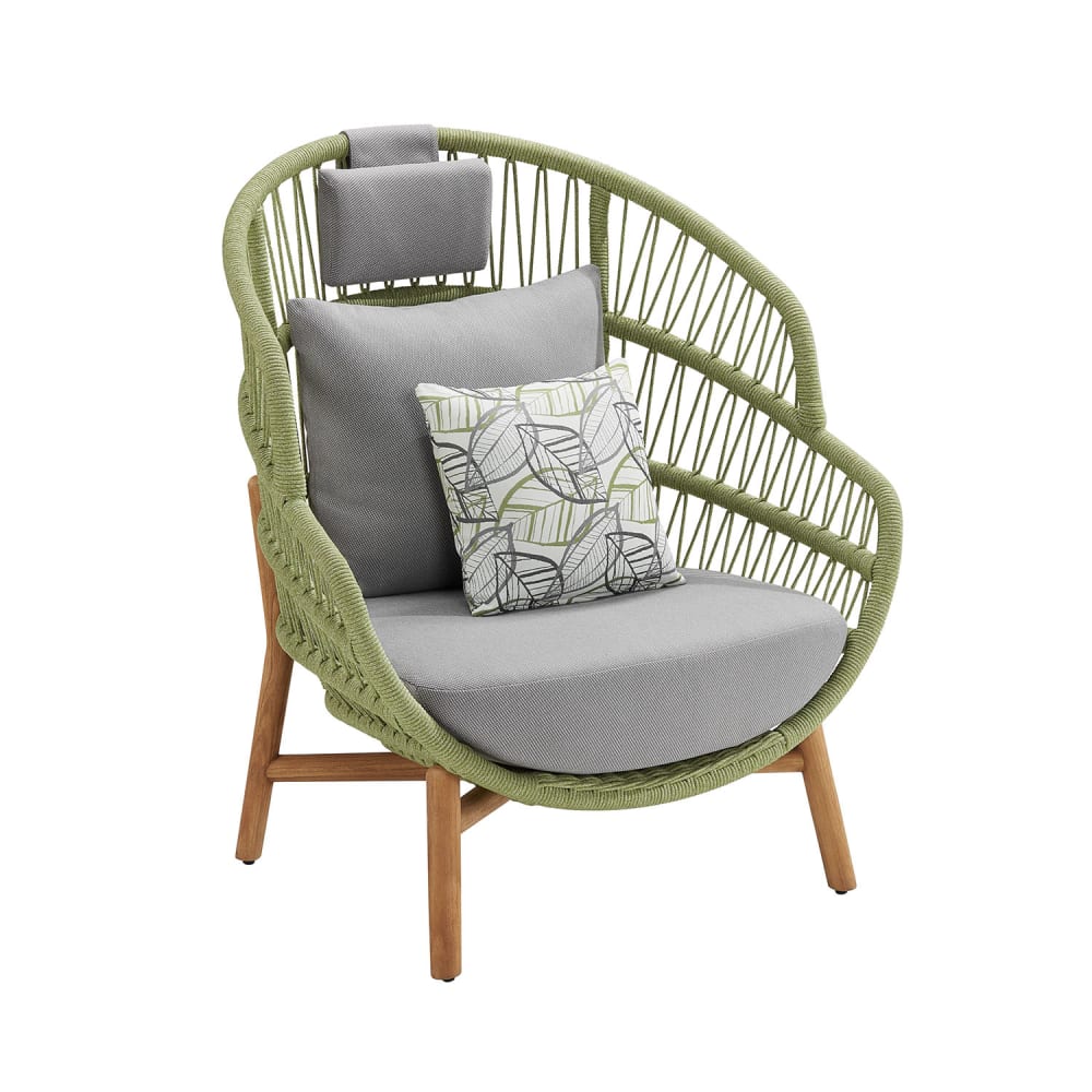 Fauteuil œuf à poser vert en teck