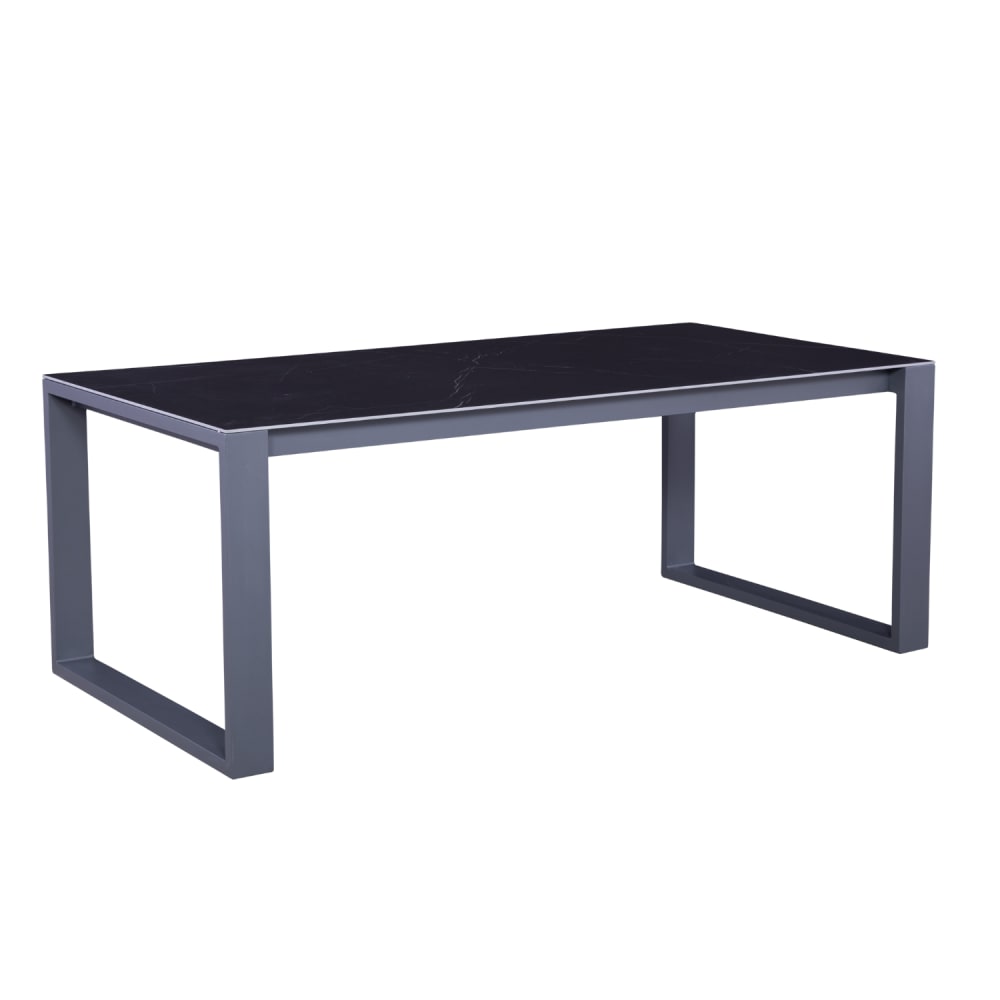 Table de jardin en aluminium noir avec plateau en céramique