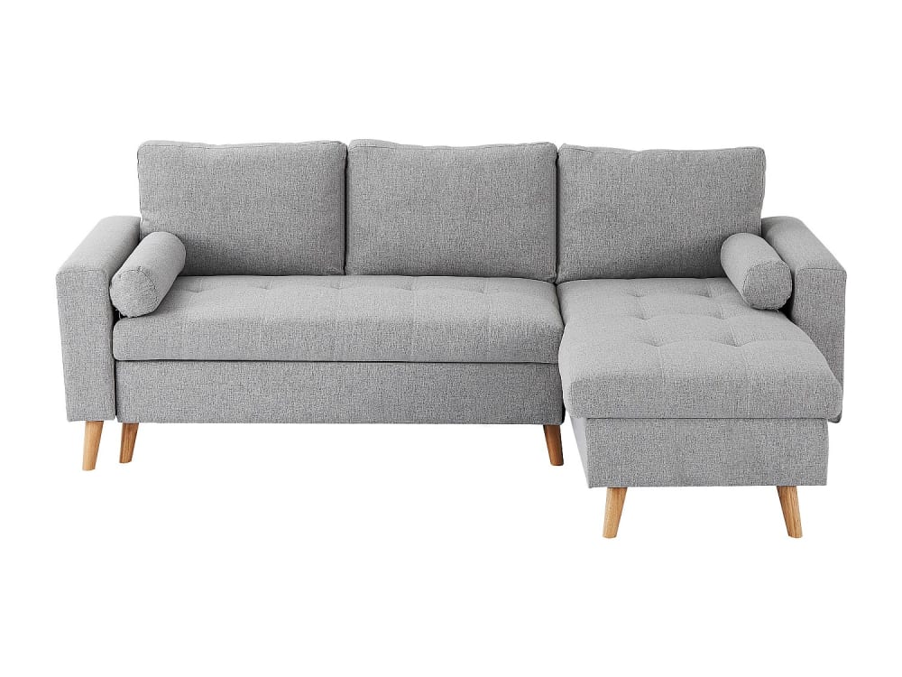 Canapé d'angle polyester 4 places gris clair