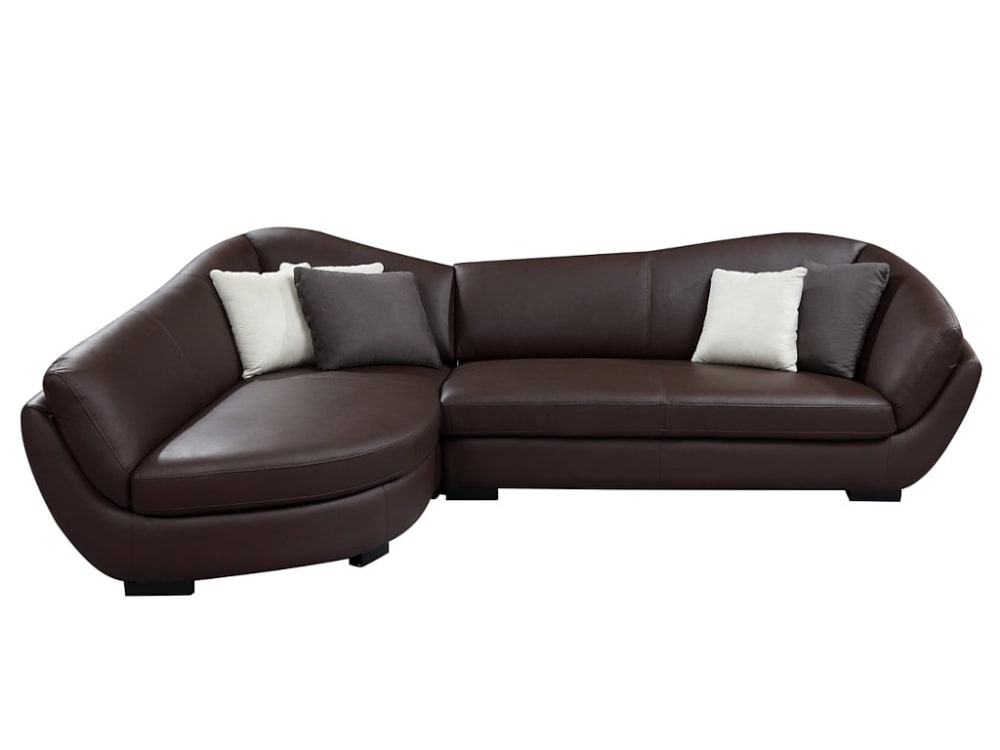 Canapé d'angle cuir 5 places marron chocolat