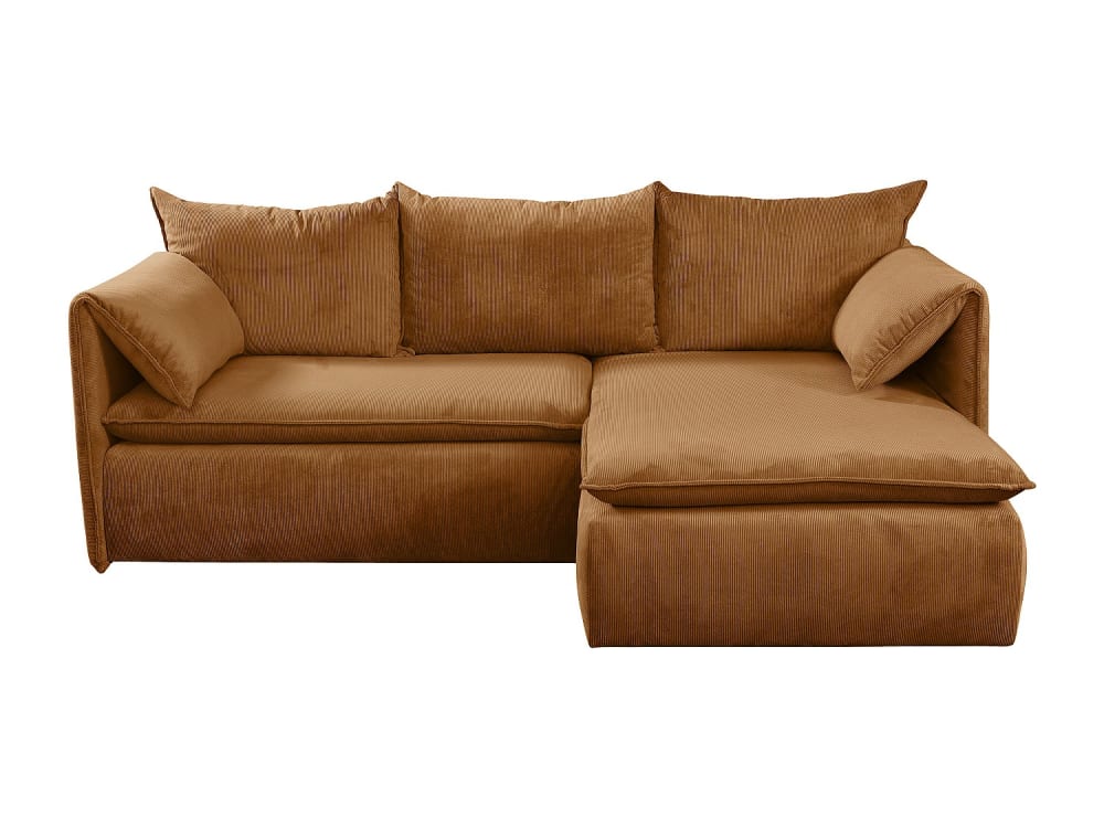 Canapé d'angle velours 4 places terracotta