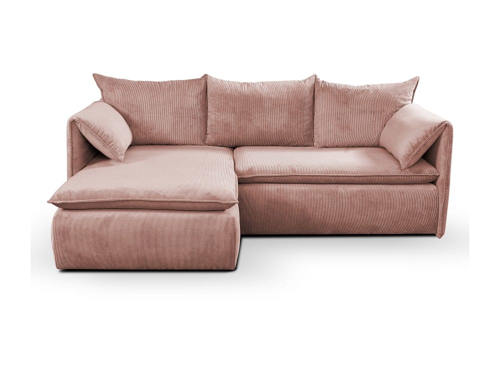 Canapé d'angle velours 4 places rose poudré