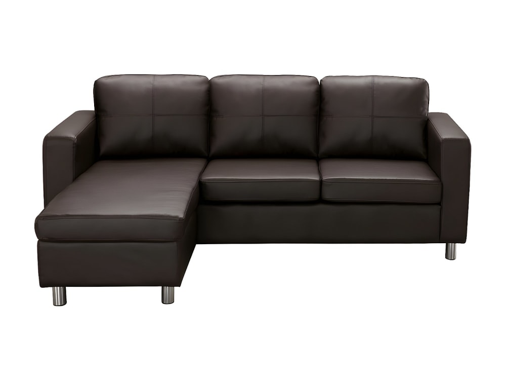 Canapé d'angle simili cuir 4 places marron chocolat