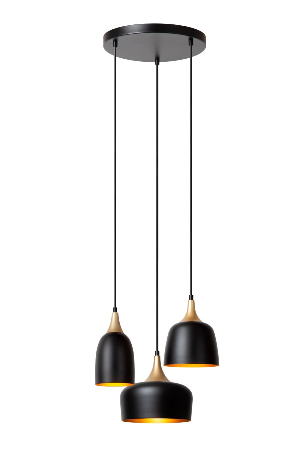 Suspension aluminium 3 lumières noire