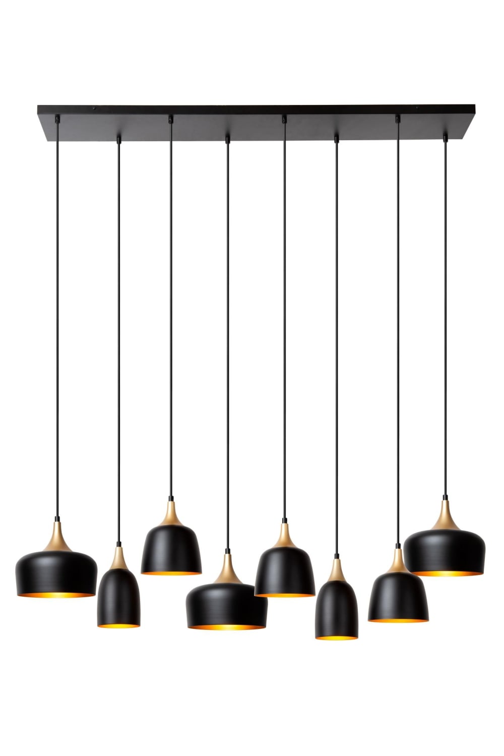 Suspension aluminium 8 lumières noire