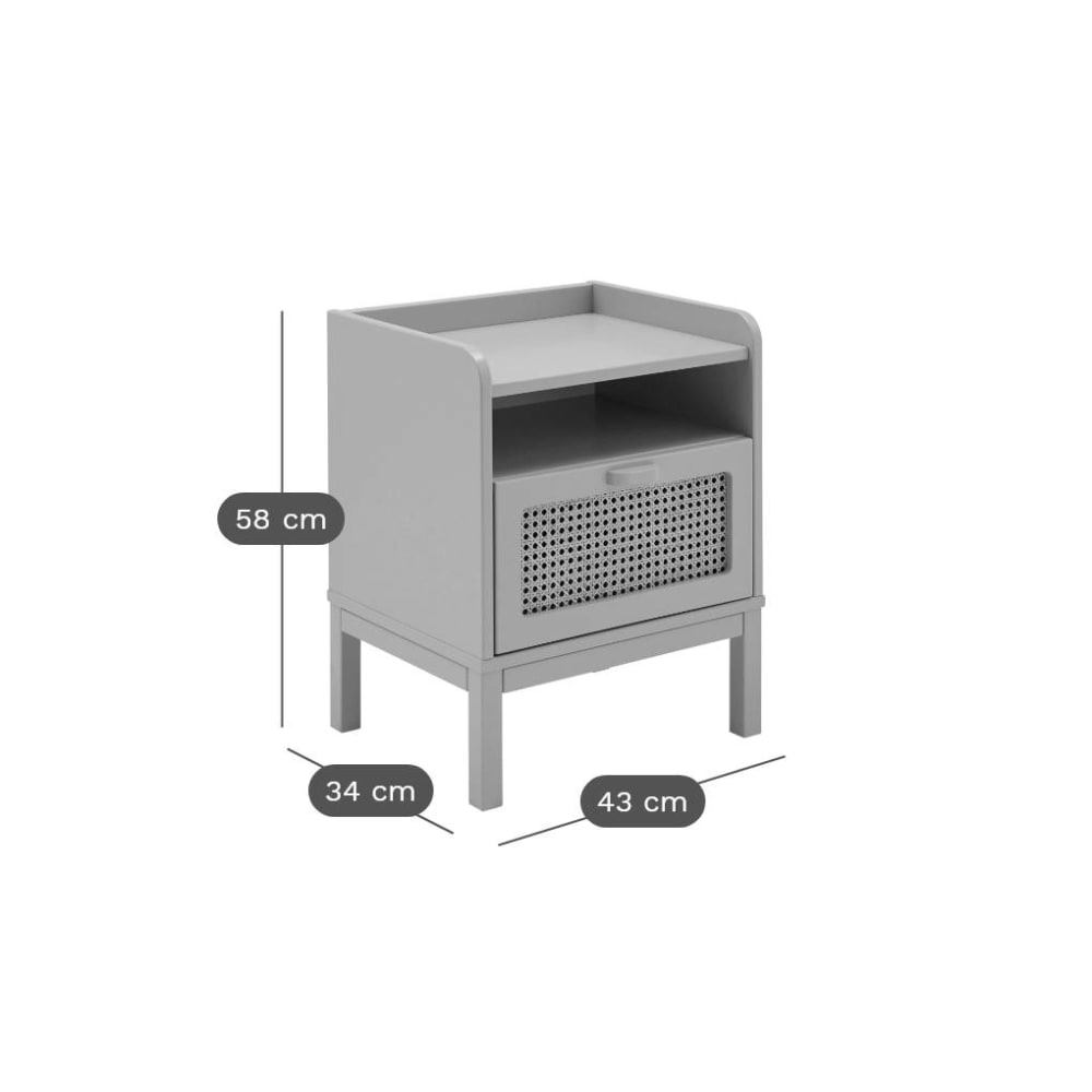 Table de chevet effet bois et cannage beige (CAMIF) - Image 2