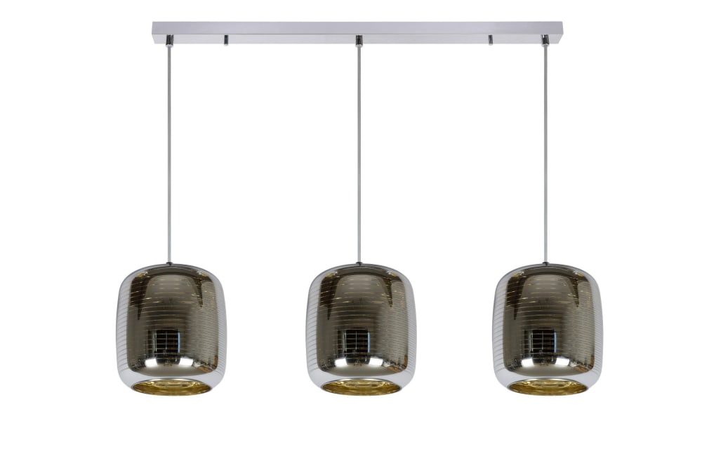 Suspension métal 3 lumières verre chromé — vue 4