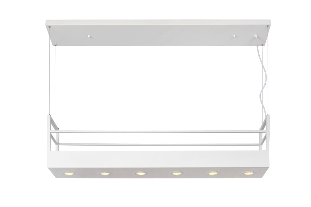 Suspension métal 6 lumières blanche