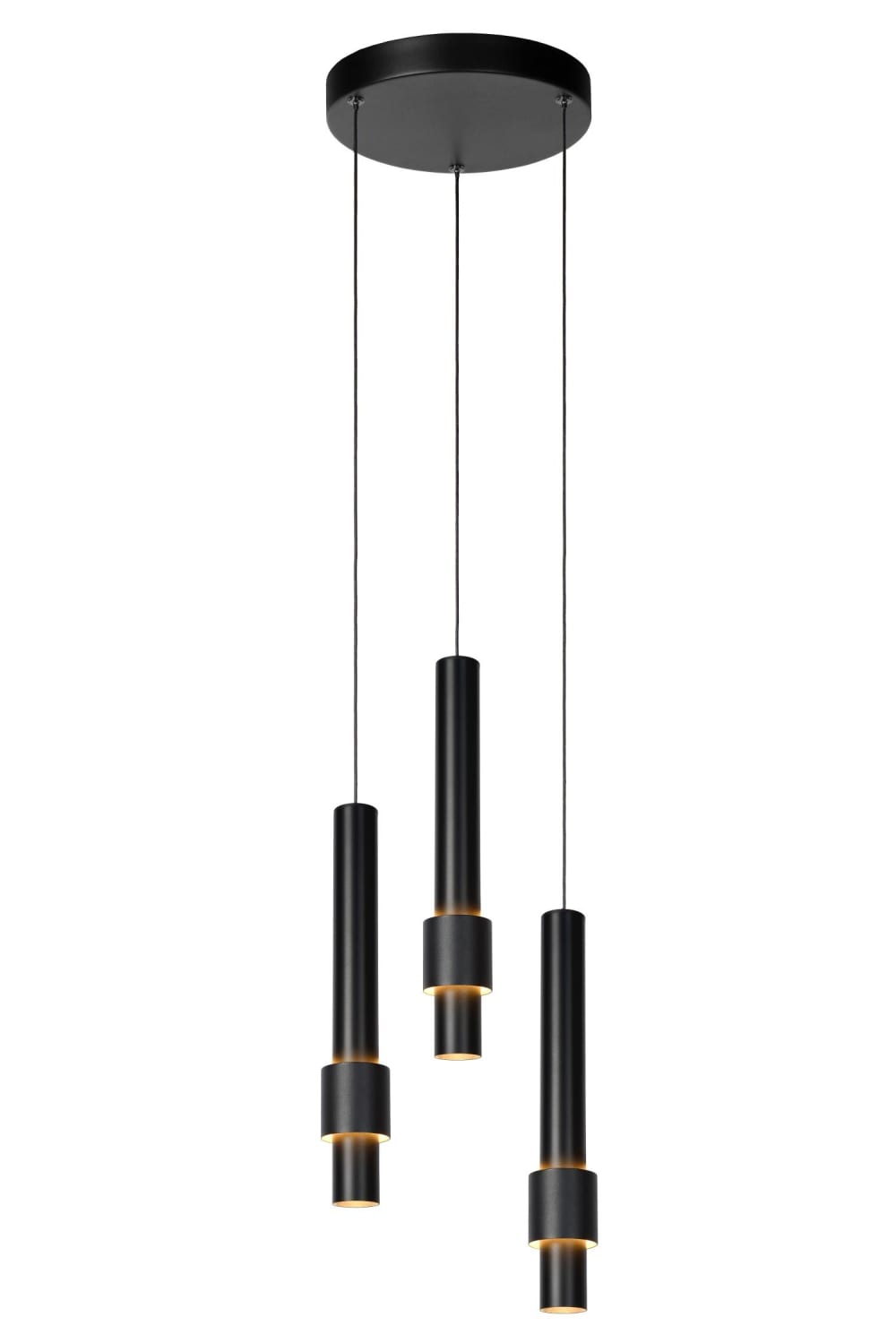 Suspension aluminium 3 lumières noire
