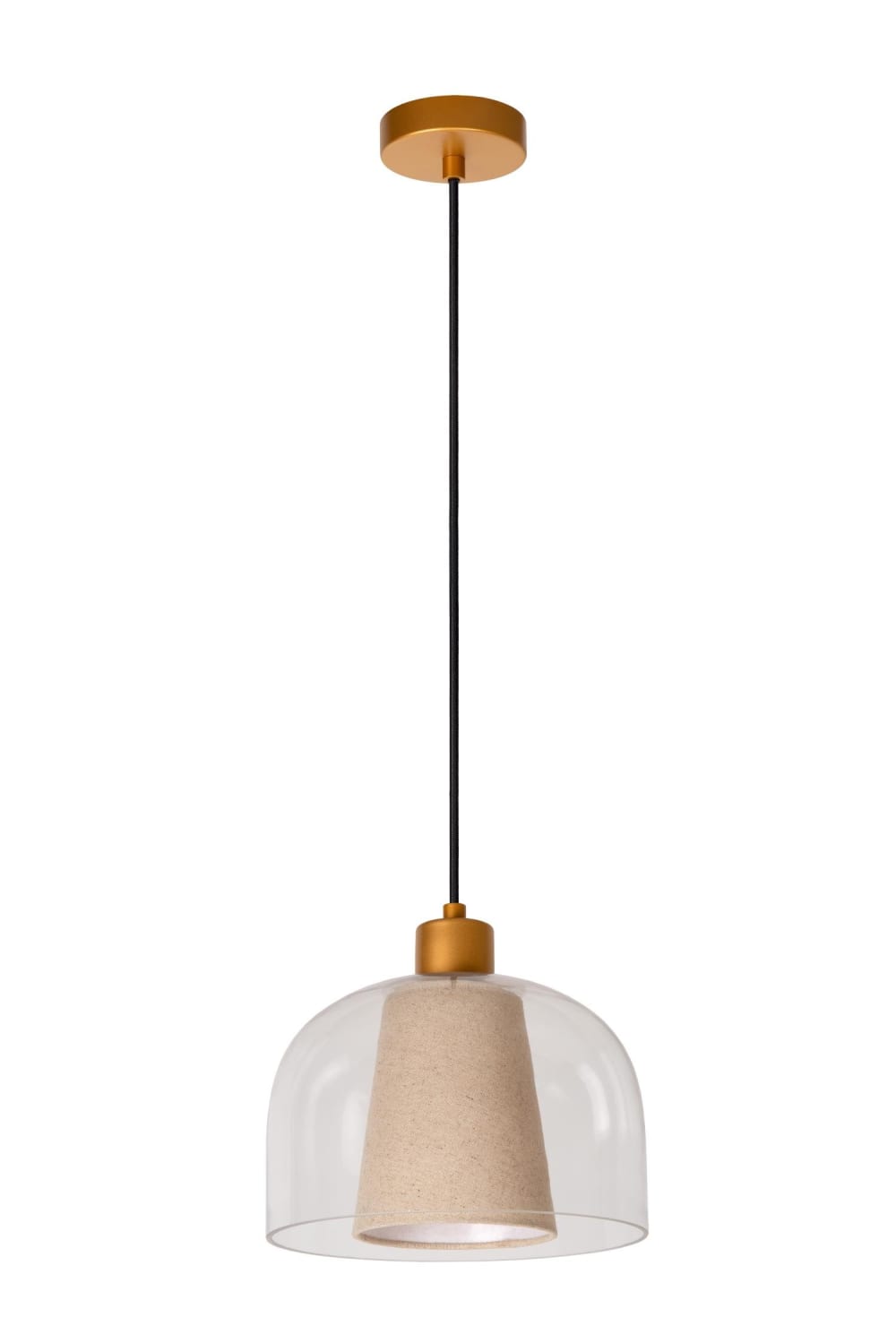 Suspension en verre 1 lumières verre transparent crème — vue 4