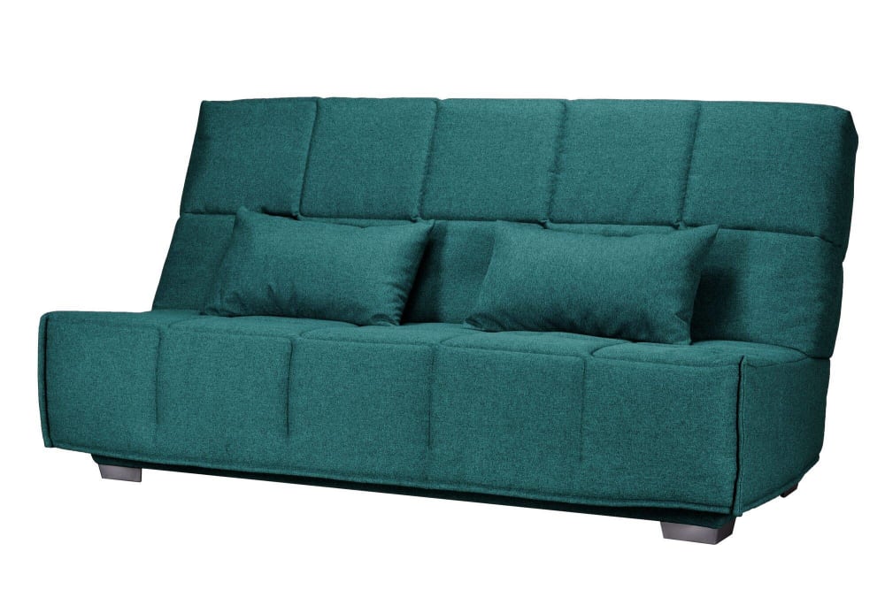 Canapé clic clac 2 places 130 x 190 cm en tissu bleu canard