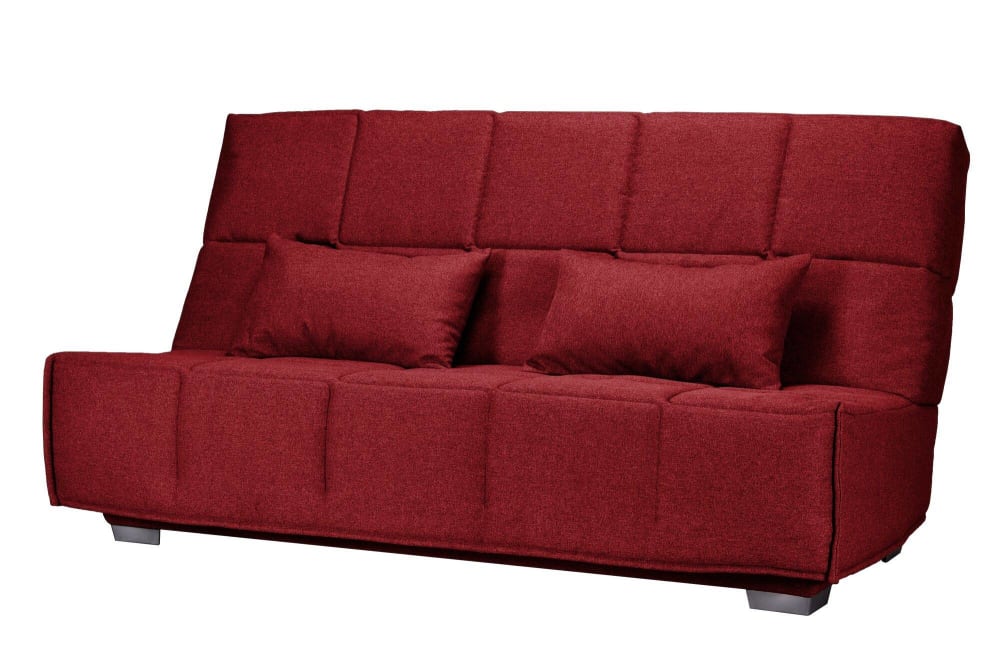 Canapé clic clac 140 x 190 cm en tissu griotte