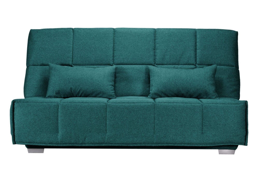 Canapé clic clac 3 places 140 x 190 cm en tissu bleu canard